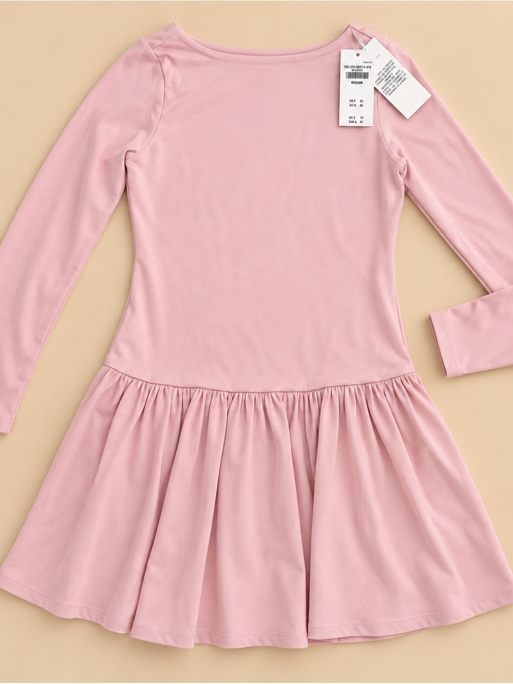 Abercrombie Pink Long Sleeve Drop Waist Mini Dress M NWT